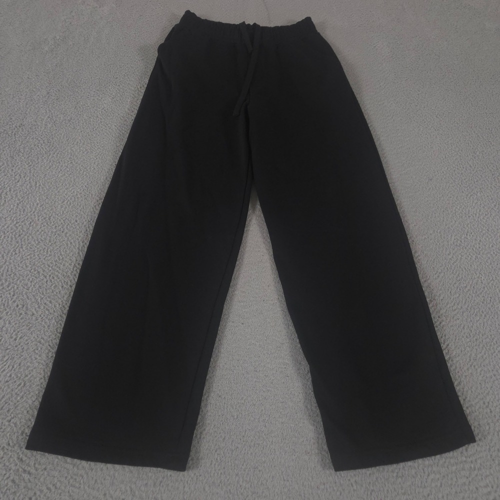 Zara Sweatpants Mens Medium Black Basic Baggy-Fit French Terry Wide Leg Joggers